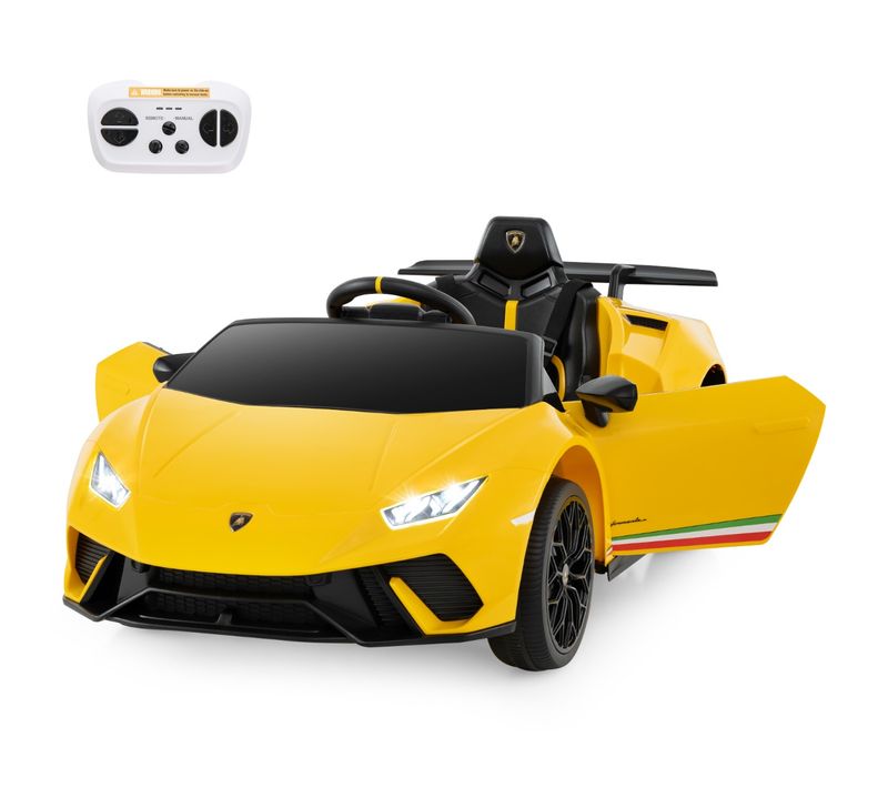 Voiture De Sport Sous Licence Lamborghini Pour Enfants De +3 Ans Batterie 12 v Télécommande Jaune
