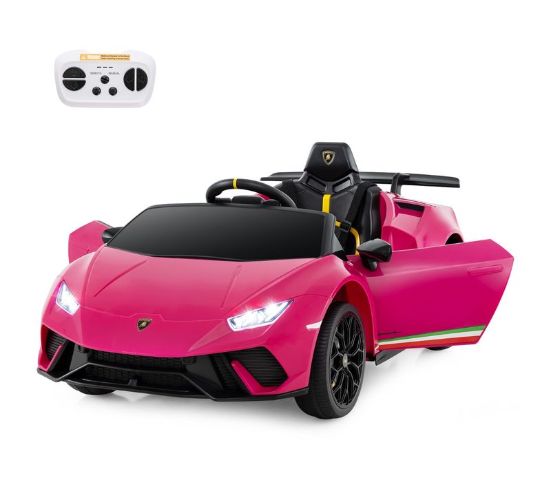 Voiture De Sport Sous Licence Lamborghini Pour Enfants De +3 Ans Batterie 12 v Télécommande Rose