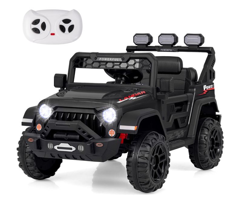 Voiture Électrique 12v Enfants Avec Télécommande Affichage Batterie Roues à Bande De Roulement Noir