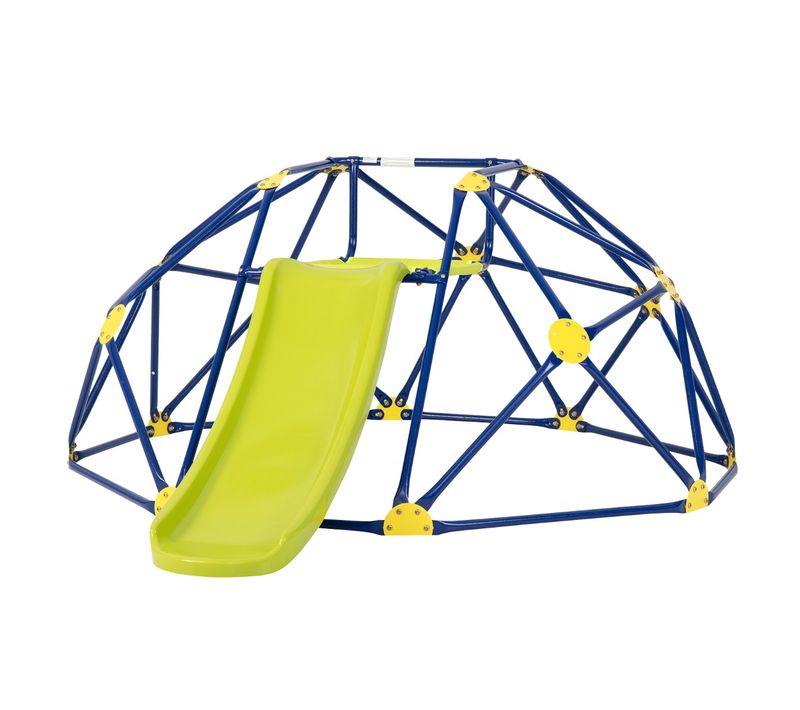 Toboggan Avec Dôme D'escalade Pour Enfants 3-10 Ans Cage D'escalade Jauneetbleu