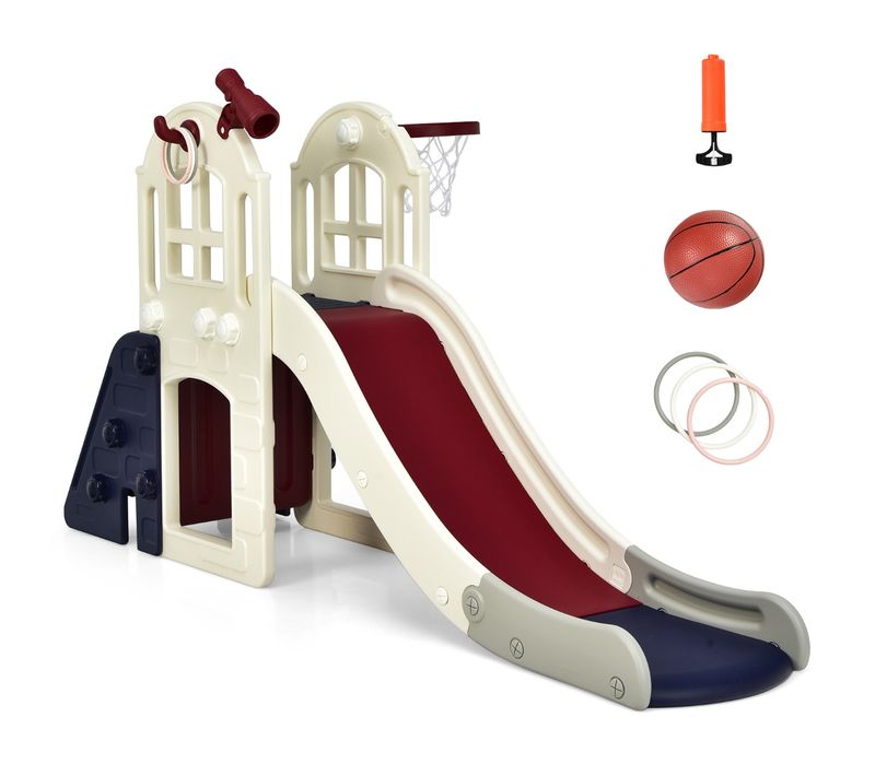 Toboggan Pour Enfant 6 En 1 - Glisse De 140 Cm 3-8 Ans Toboggan Intérieure Et Extérieure Bleu