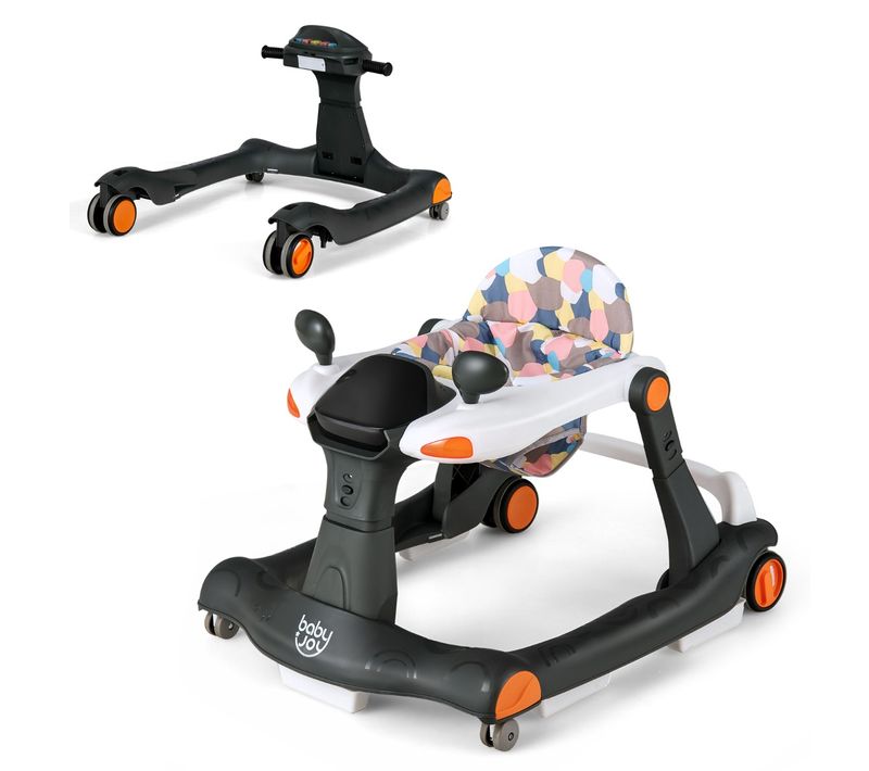 Trotteur Bébé Pliable 2 En 1 Hauteur Et Vitesse Réglables Effet Sonore Avec Lumières