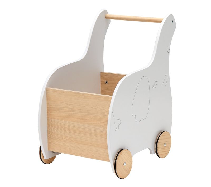 Trotteur D'apprentissage 2en1 Pour Bébé Poussette Jouet En Bois Pour Enfants 4 Roues En Caoutchouc