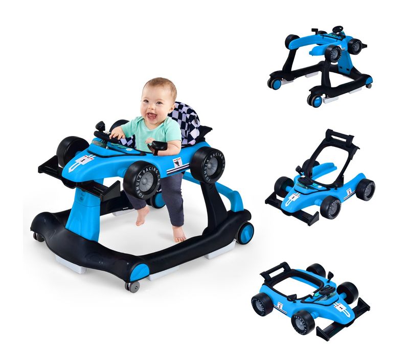 Trotteur Pliable 4 En 1 Pousseur Hauteur Et Vitesse Réglables Boîte à Musique Avec Lumière Volant