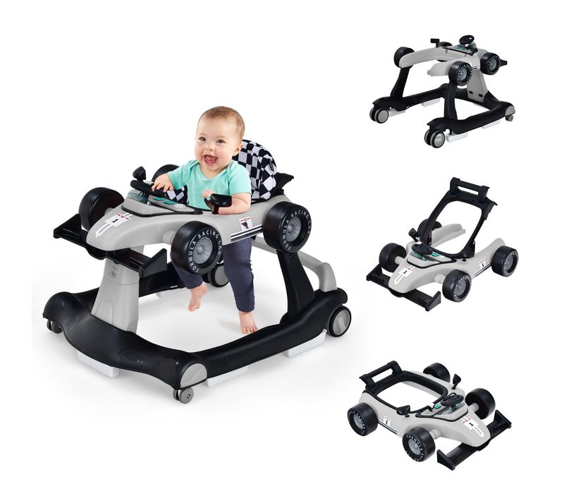 Trotteur Pliable 4 En 1 Pousseur Hauteur Et Vitesse Réglables Boîte à Musique Avec Lumière Volant