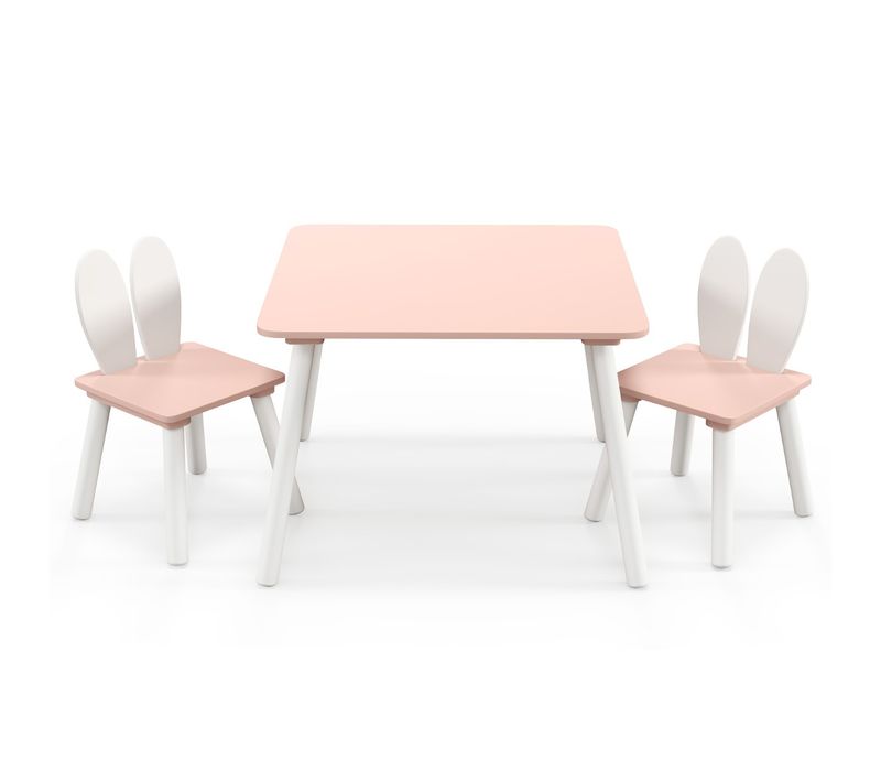 Ensemble De Table Enfant Et 2 Chaises Ergonomiques Pour 3-6 Ans Pour Jouer Dessiner Manger Rose