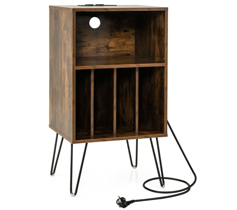 Meuble De Rangement D'appoint, Support Pour Tourne-disque à 3 Niveaux Marron Rustique