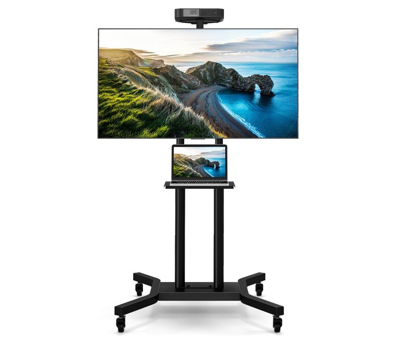 Support TV Sur Pied Mobile Pour Téléviseurs Plats Et Incurvés 32"-70" Chariot TV à Roulettes