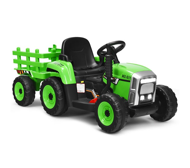 Tracteur Electrique Avec Remorque Pour Enfants 3 Vitesses Lumières LED Fonctions Audio USB