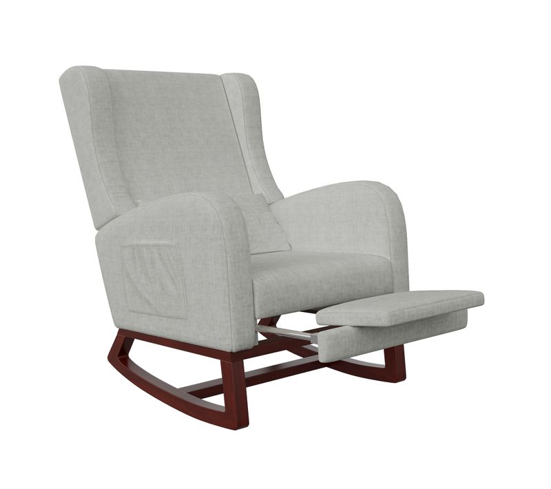 Fauteuil à Bascule Avec Repose-pieds, Pieds Antidérapants En Bois Massif,  Chaise à Bascule, Gris