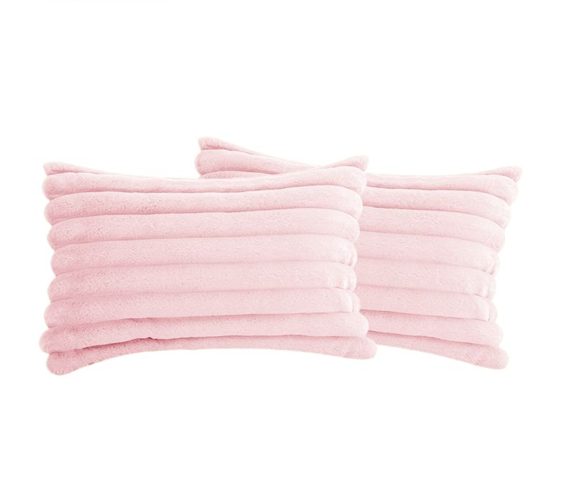 Housses De Coussin 30x50cm, Lot De 2, Fermeture Éclair Dissimulée, Velours Simple Face, Rose