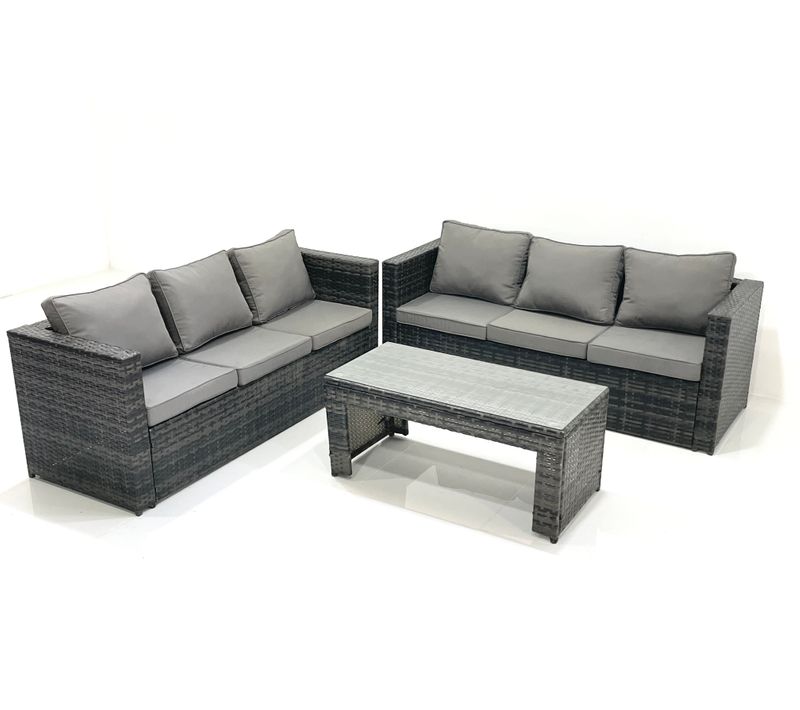 Salon De Jardin Extérieur Avec Table Basse Carrée Gris Foncé Mixte