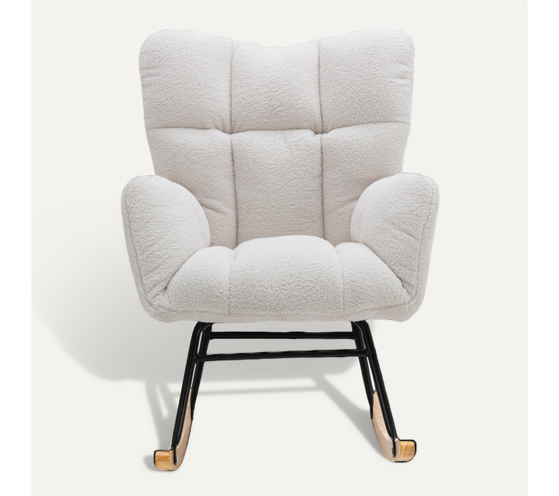 Chaise D'époque Moderne Du Milieu Du Siècle En Tissu Teddy Couleur Blanche