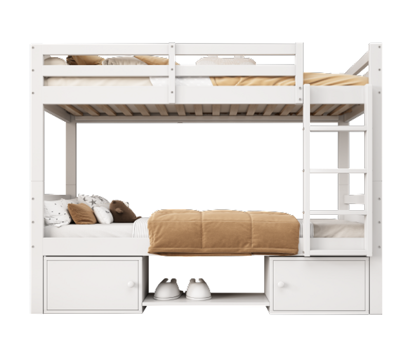 Lit Superposé Polyvalent Pour Enfants Avec Étagères À Chaussures Intégrées 200x90 Cm