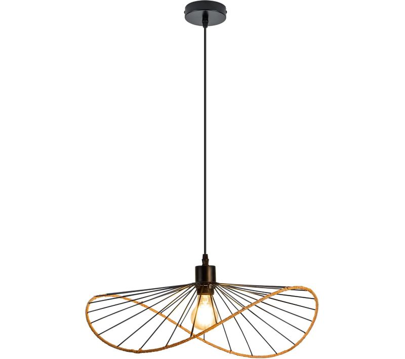 Suspension Boho Noire D. 50cm - Lustre Vintage Métal E27 - Luminaire Salon Cuisine(sans Ampoule)