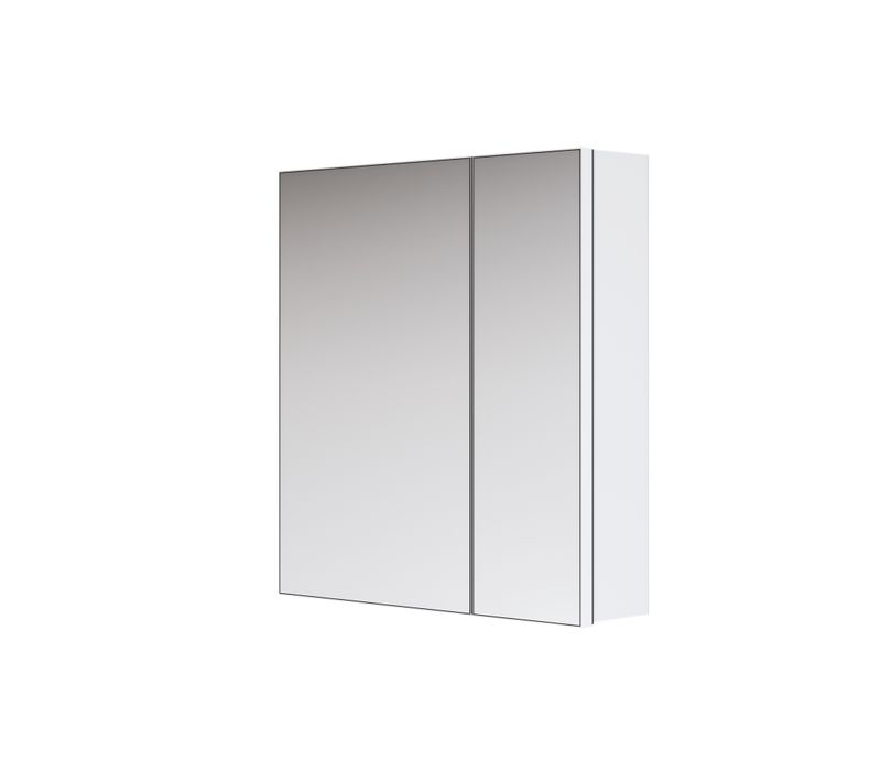 Armoire de Toilette Miroir 2 Portes avec Rangement Étagères Verre Réglables Blanc 65 x 60 x 14.5 cm