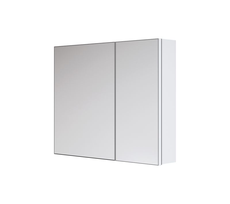 Armoire de Toilette Miroir 2 Portes avec Rangement Étagères Verre Réglables Blanc 65 x 80 x 14.5 cm
