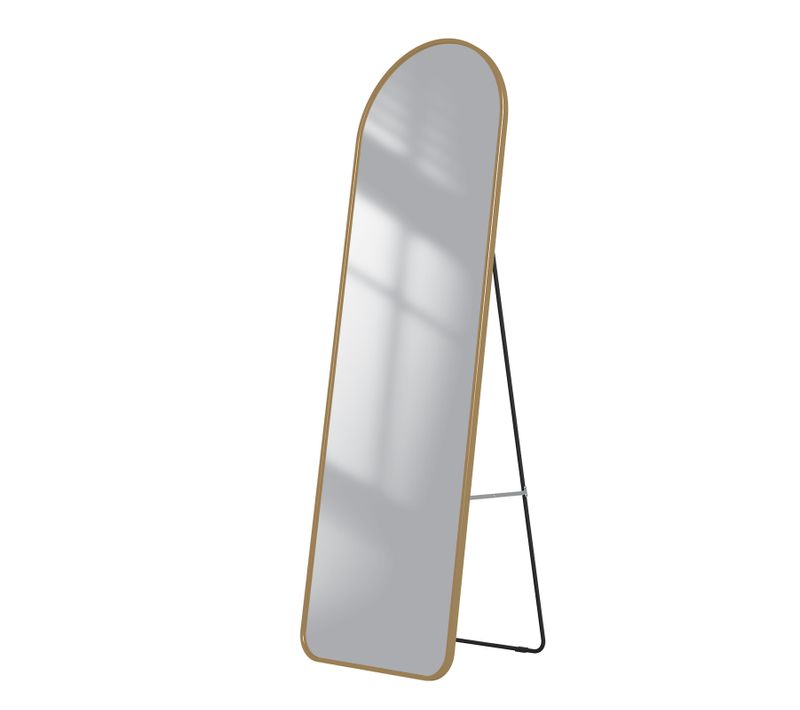 Miroir Sur Pied Ou Mural Cadre Aluminium Doré Miroir Intégral Rectangulaire 147 X 45 Cm