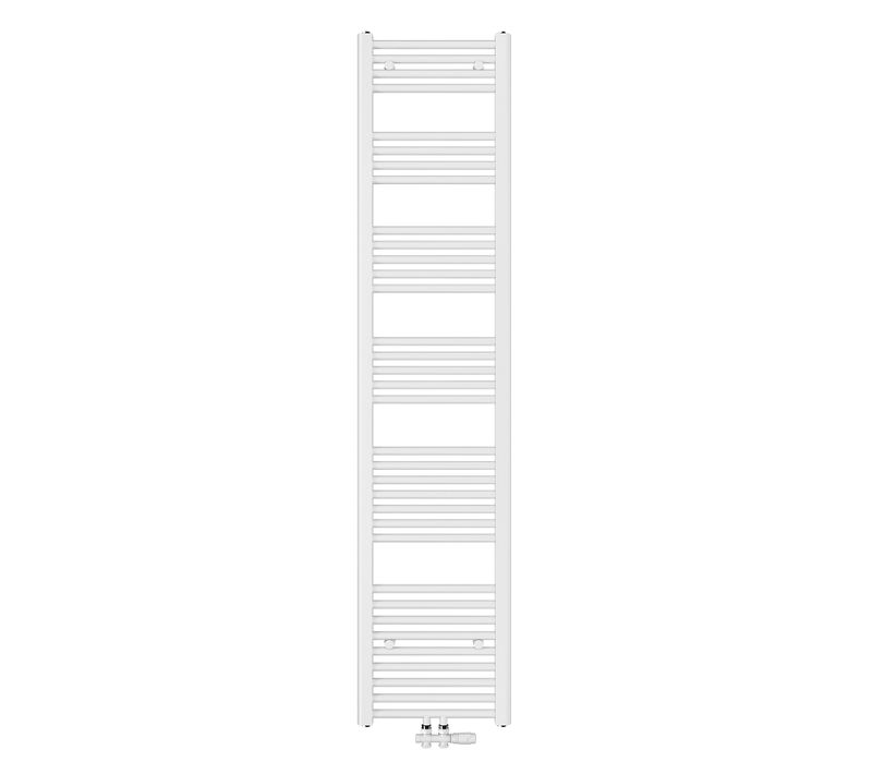 Radiateur Sèche-serviettes Eau Chaude Blanc Acier H. 180 X L. 40 Cm 618 W Raccordement Central