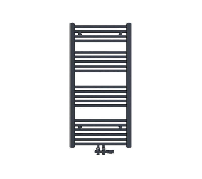 Radiateur Sèche-serviettes Eau Chaude Anthracite Acier H. 100 X L. 50 Cm Raccordement Central
