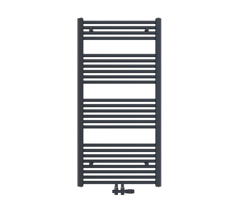 Radiateur Sèche-serviettes Eau Chaude Anthracite Acier H. 120 X L. 60 Cm 598 W Raccordement Central