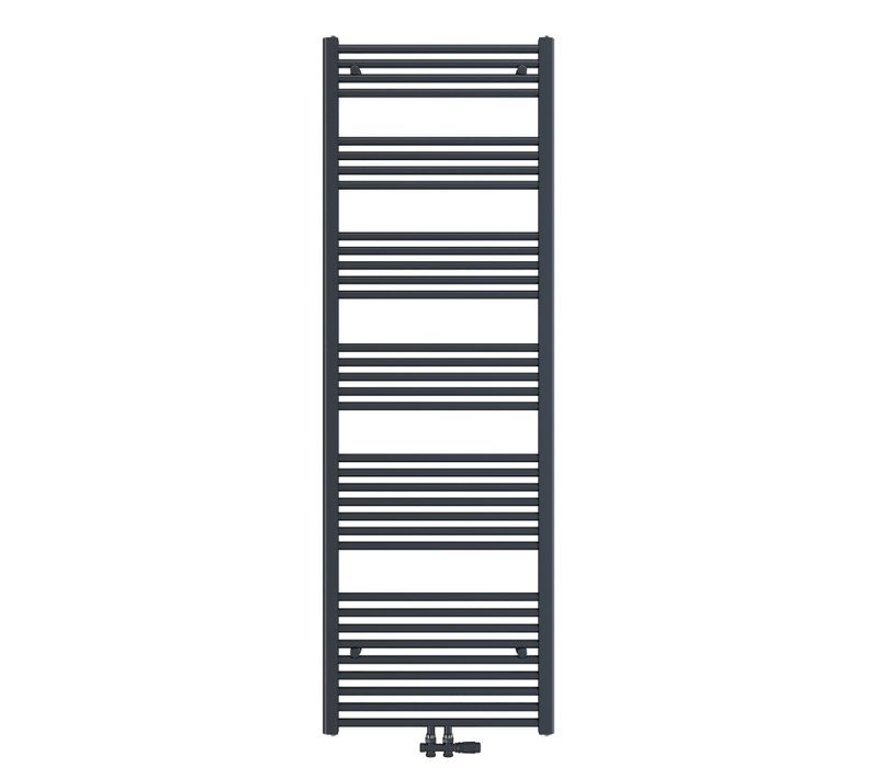 Radiateur Sèche-serviettes Eau Chaude Anthracite Acier H. 180 X L. 60 Cm 860 W Raccordement Central