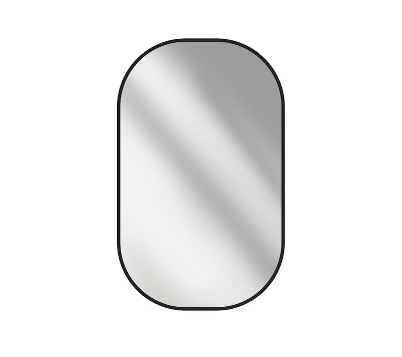 Miroir Mural Ovale Cadre Noir Aluminium Non Lumineux 60 × 100 Cm Salle De Bain