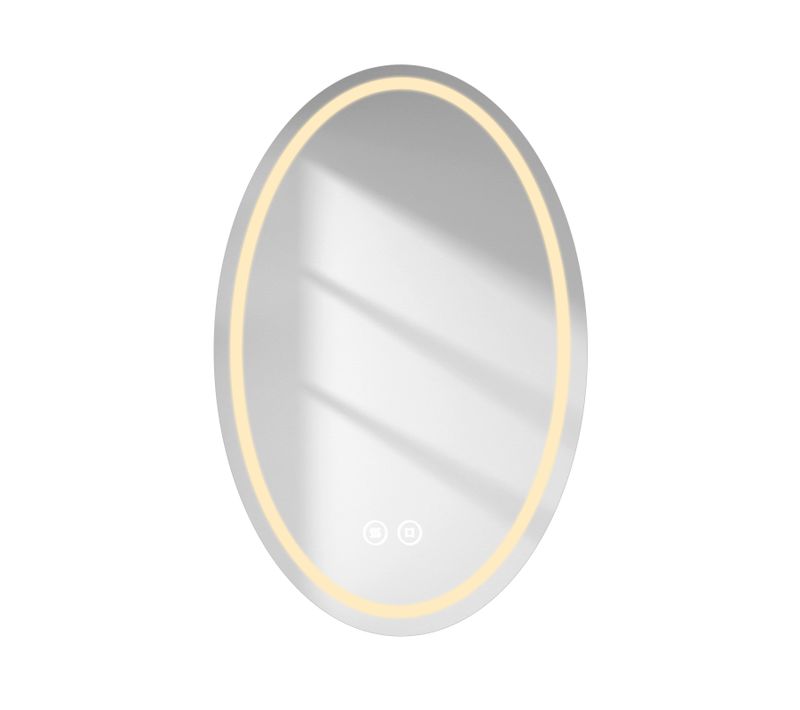 Miroir De Salle De Bain LED Ovale Antibuée Dimmable 3 Couleurs Montage Flexible Verre 60 X 80 Cm