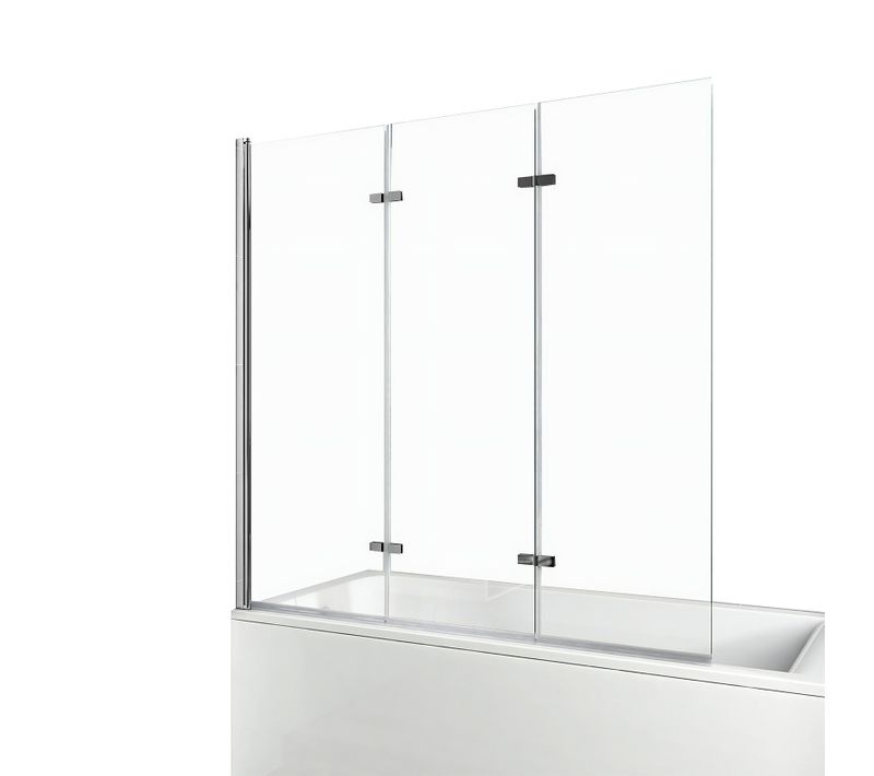 Pare-baignoire Pliable 3 Volets Verre De Sécurité 6 Mm Revêtement Nano Chrome L.120xh.140 Cm