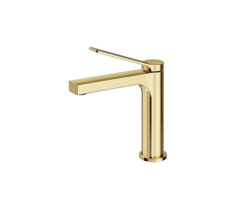 Mitigeur De Lavabo Salle De Bain Or Champagne Cartouche Céramique Laiton H.19,5 X L.17,3 Cm
