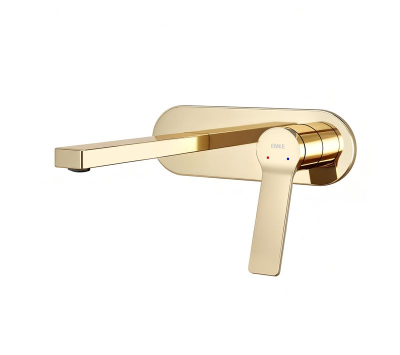 Mitigeur De Lavabo Mural Encastrable Or Champagne Cartouche Céramique Laiton L.21xh.7 Cm