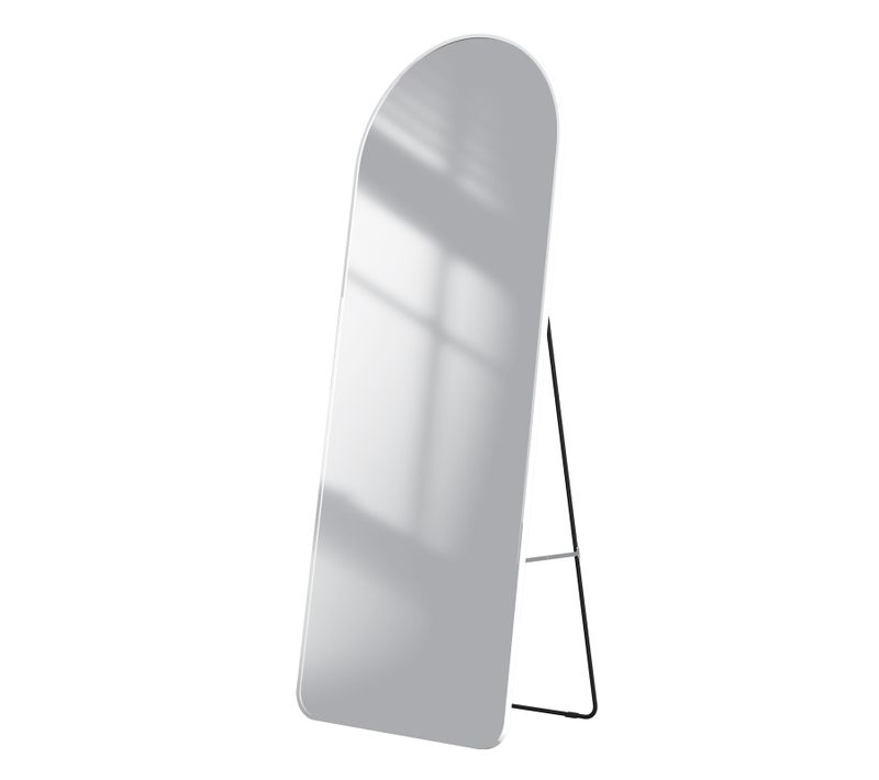 Miroir Intégral Sur Pied Ou Mural Cadre Aluminium Blanc Arrondi H.160 X L.60 Cm