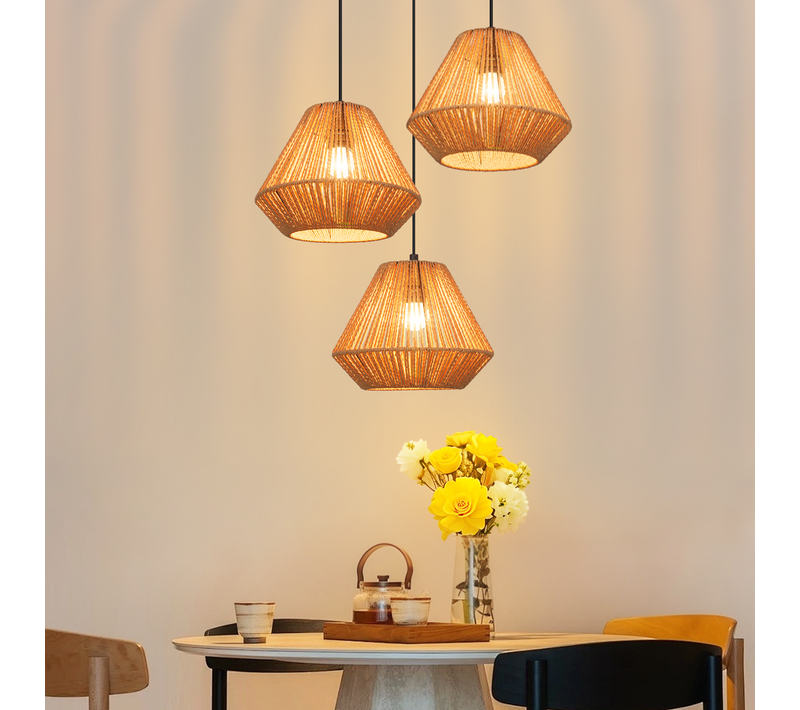 Suspension Vintage 3 Lumières Noir Pour Cuisine Couloir (ampoule Non Incluse)