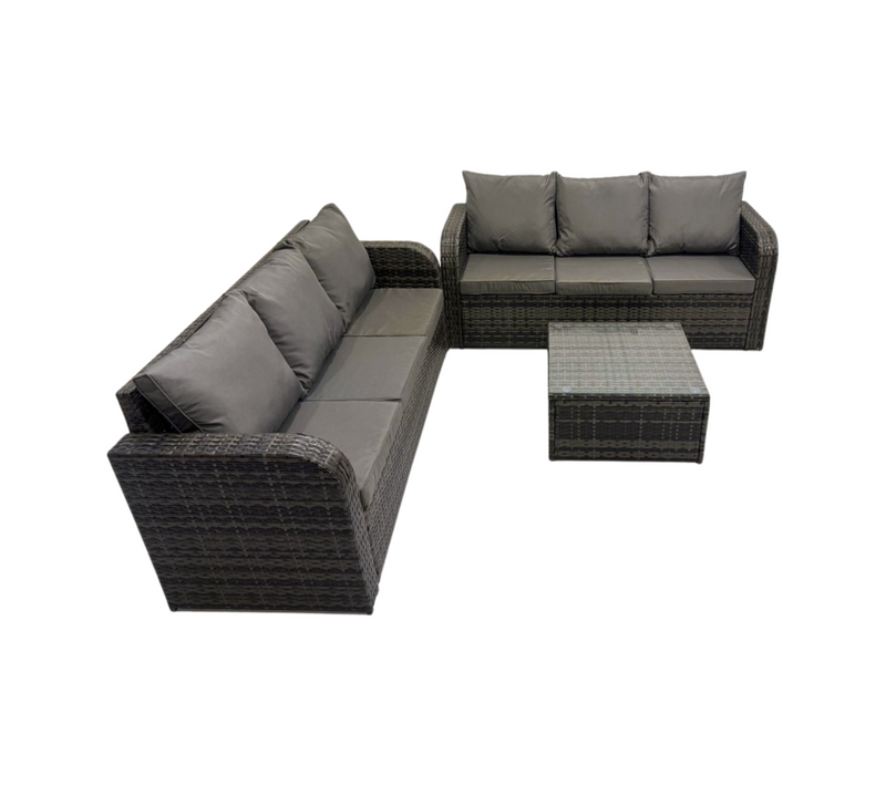 Meubles De Jardin En Rotin 6 Places Avec Gris Coussins