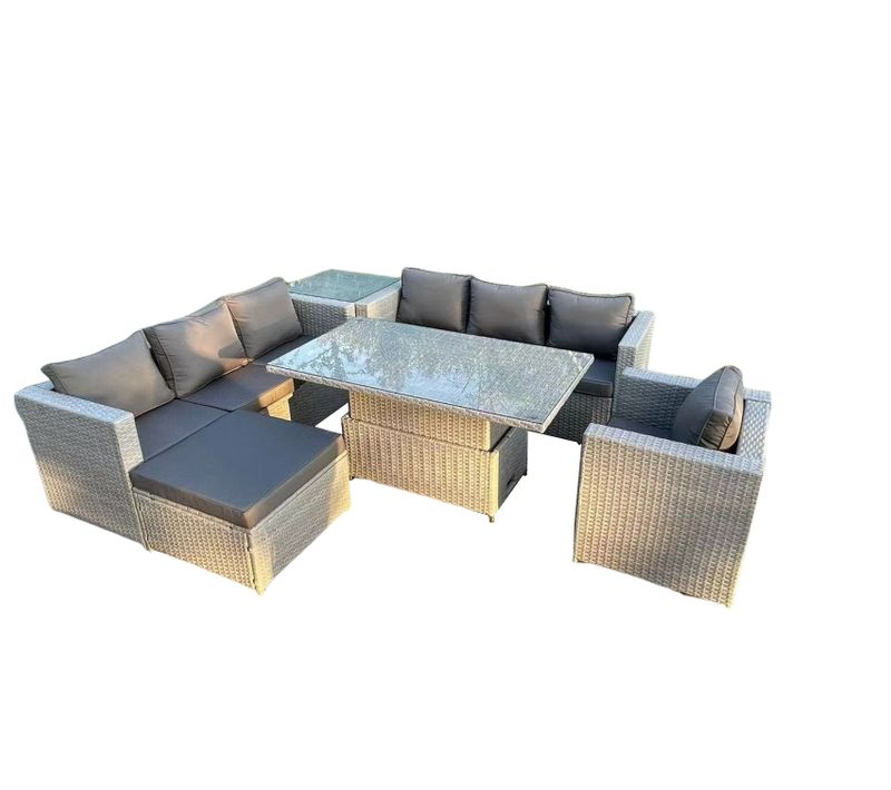 Salon De Jardin Exterieur Table à Manger Réglable En Hauteur Ave Canapé Fauteuil Table D'appoint