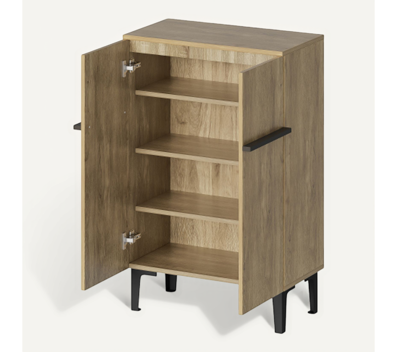 Armoire à Chaussures Moderne Avec Portes Doubles, 95×60×34,5 Cm
