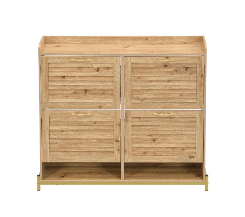 Armoire à Chaussures Moderne En Bois – 4 Portes, Métal