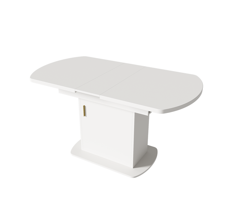 Table à Manger Ovale Extensible 110/130x70x75cm, Table Basse Avec Rangement, Blanche