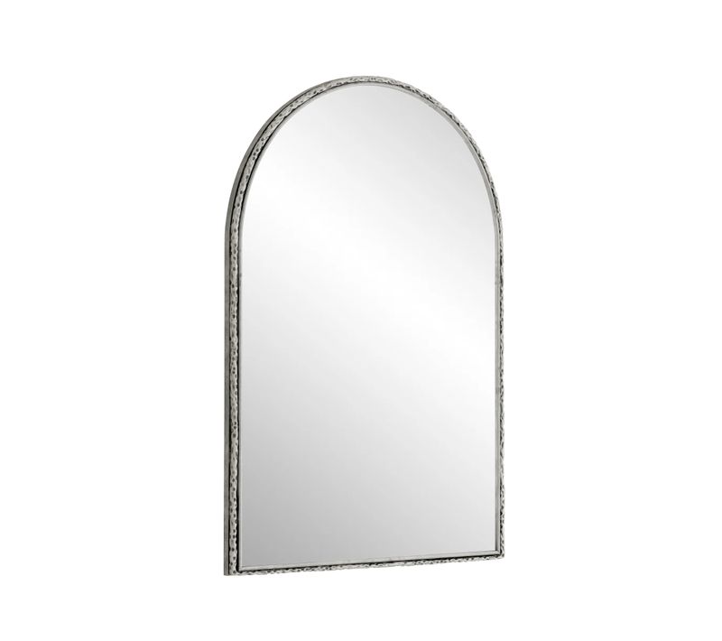 Miroir Mural Arqué 91x61cm, Miroir De Courtoisie Ou Décoration Murale, Argent