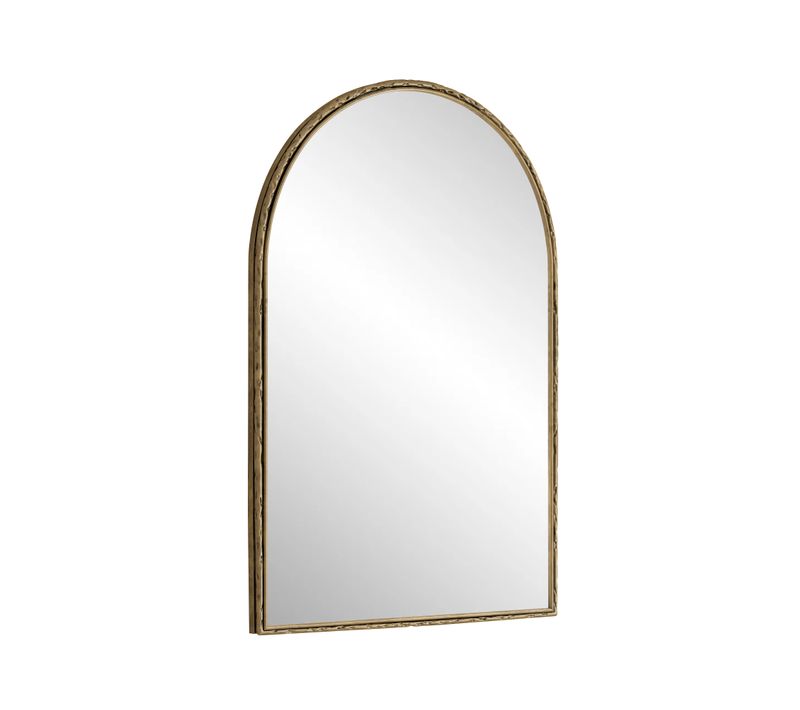Miroir Mural Arqué 91x61cm, Miroir De Courtoisie Ou Décoration Murale, Doré