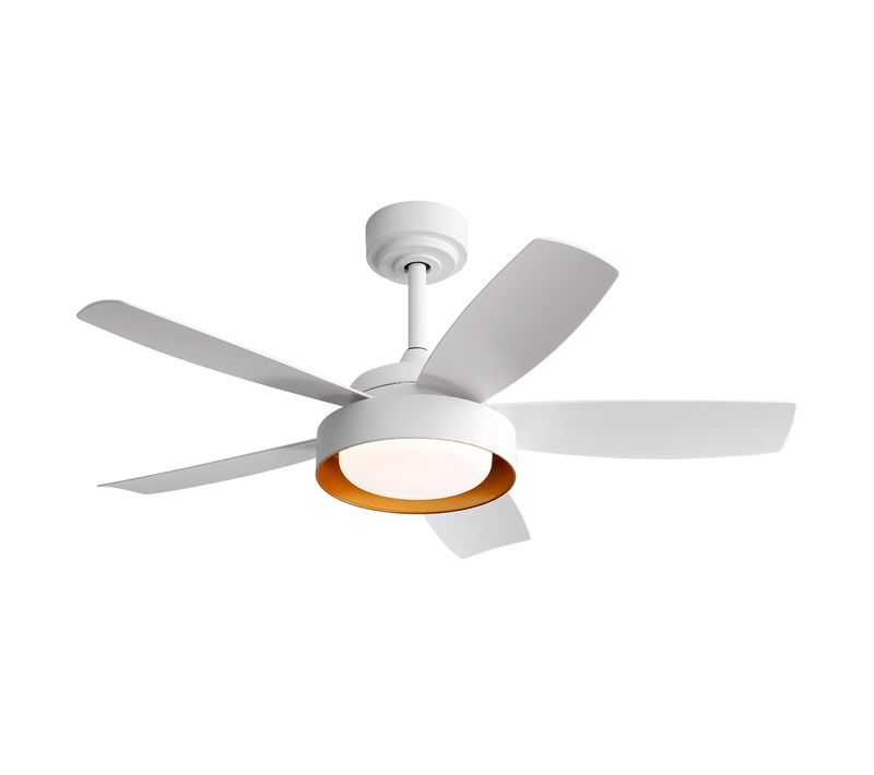 Ventilateur De Plafond 106.6cm Avec Éclairage LED, Télécommande, à 6 Vitesses, 5 Pales Abs, Blanc