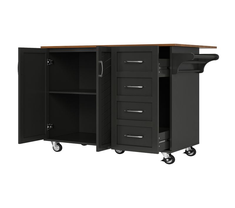 Buffet De Cuisine, Séparateurs Réglables, Multi-storage, Porte-serviettes Et Étagère à Épices, Noir