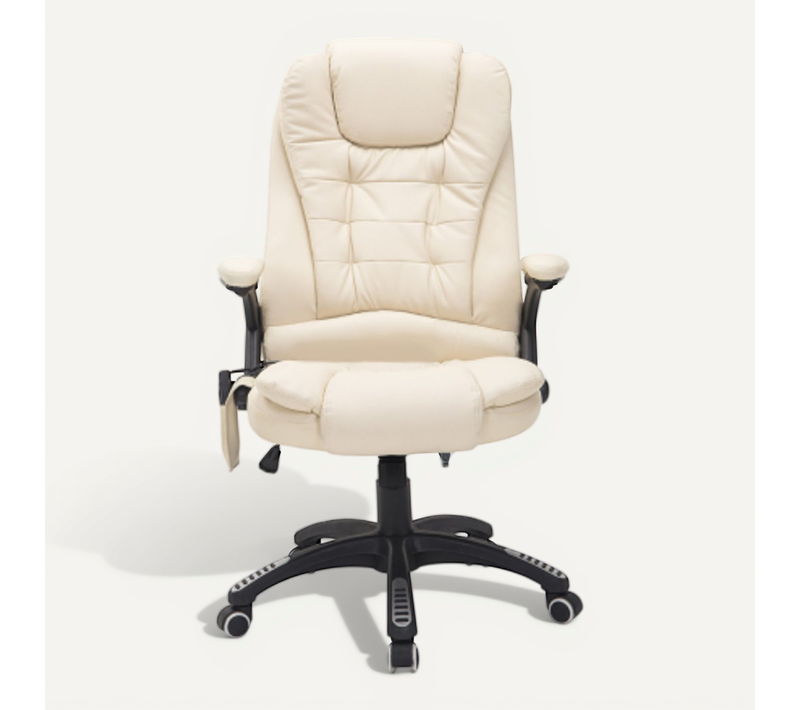 Fauteuil De Bureau Pivotante à 360° En Similicuir, Avec 5 Modes De Massage - Beige