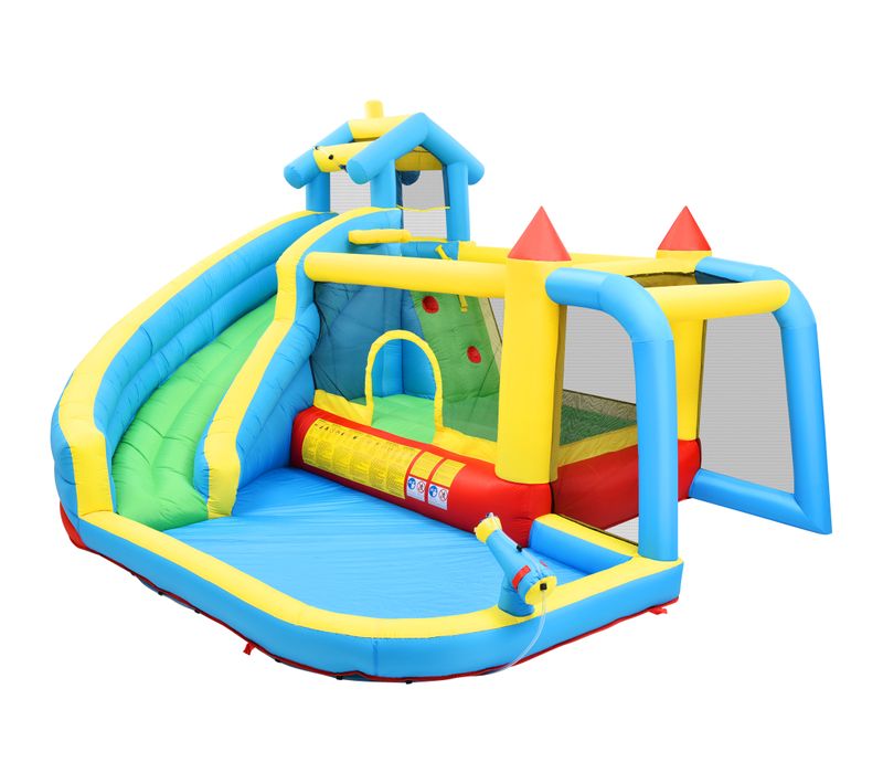Château Gonflable Enfants (3-10 Ans) - Toboggan + Piscine + Filet De Football 364x315x239