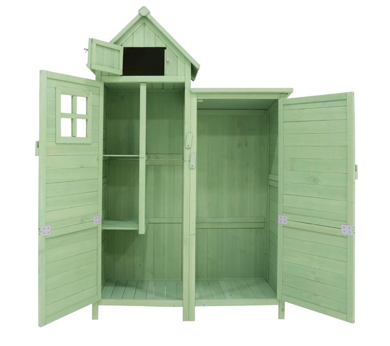 Abri De Jardin,118 X 54 X 173 Cm,bois,vert,toit En Pvc Étanche