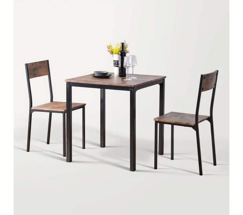 Ensemble De Salon, Salle à Manger, Ensemble Table Et Assise Avec 2 Chaises, Marron Vintage