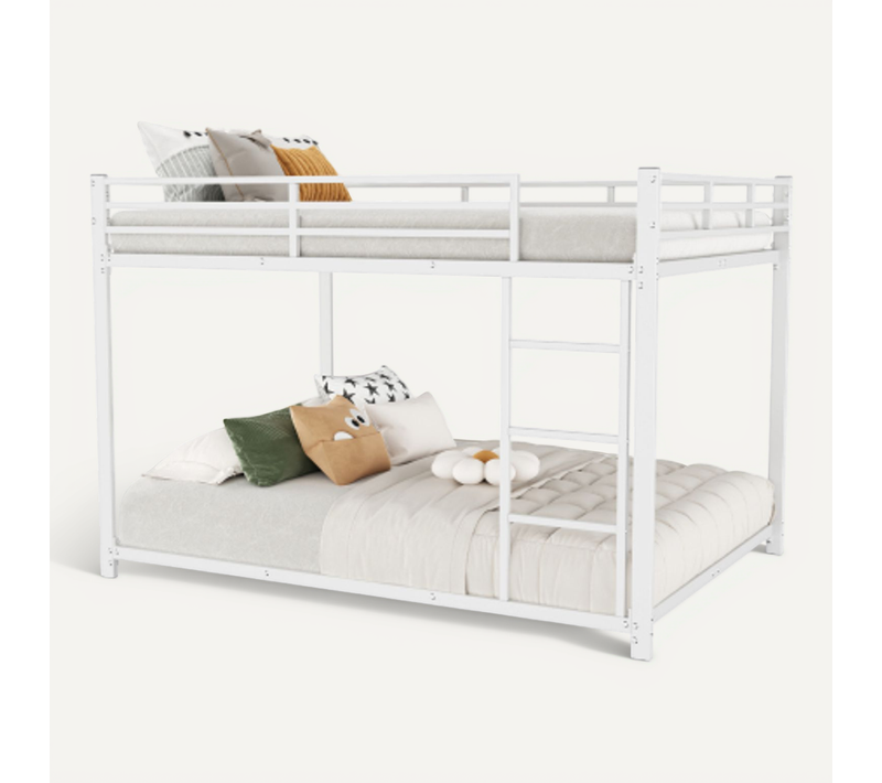 Lit Enfant Superposé 140x200cm, Structure Classique, Métal, Blanc