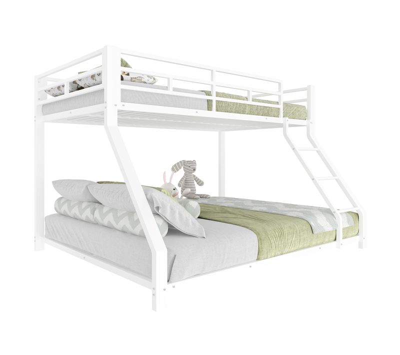 Lit Superposé Enfant 90x200cm/140×200cm, Cadre En Lit Métal, Blanc