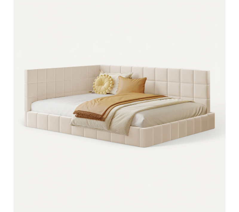 Lit Adulte 140x200 Cm Canapé-lit Avec Sommier à Lattes, Velours, Beige