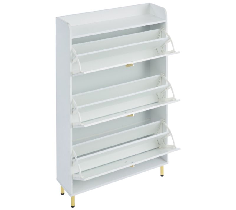 Meuble à Chaussures 3 Portes à Abattant, Réglable, Anti-basculement, 80x23,5x123,5 Cm, Blanc